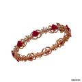 Ruby & Diamond Floral Open Setting Bangle | 18 KT Rose Gold