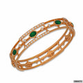 Ornate Floral Diamond Closed Setting Bangle | 18 KT Rose Gold
