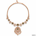 Regal Emerald & Diamond Closed Setting Necklace | 18 KT Rose Gold