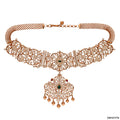 Grand Emerald & Diamond Heritage Closed Setting Necklace | 18 KT Rose Gold