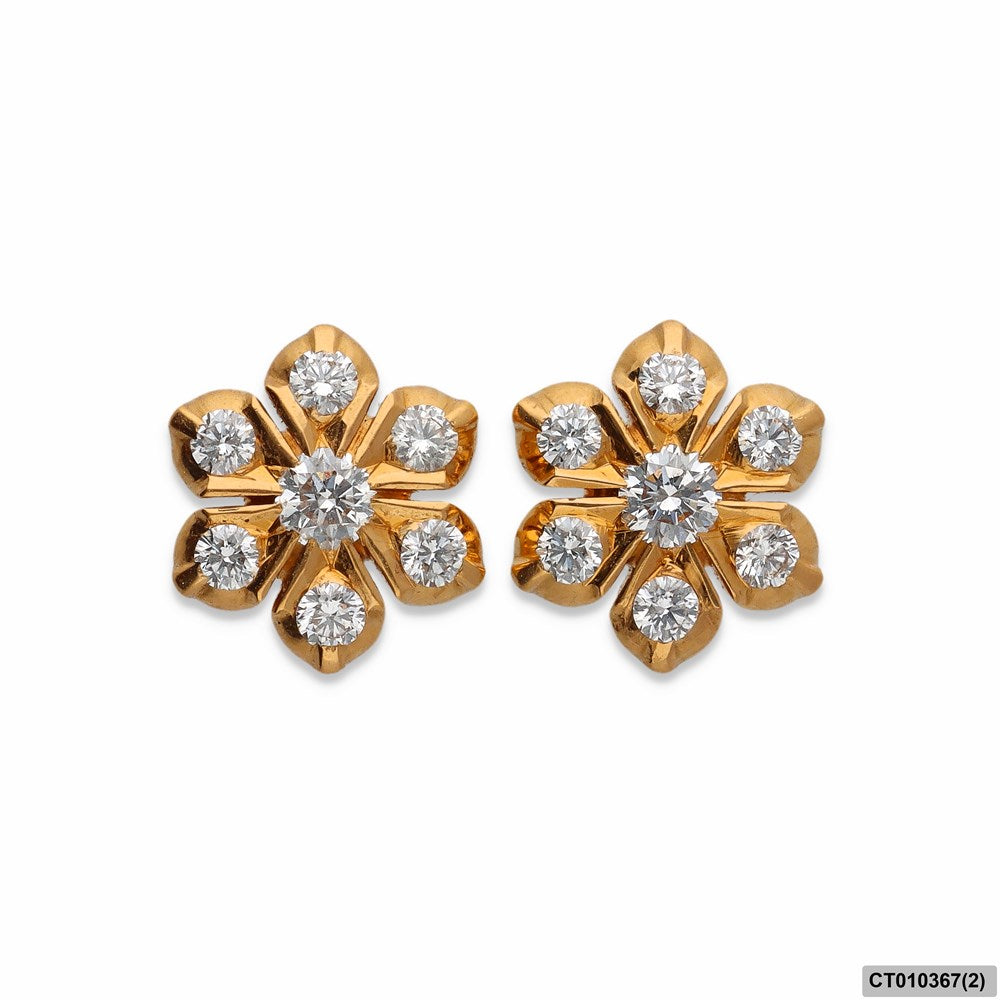 Elegant Floral Diamond Closed Setting Tops | 18 KT Yellow Gold