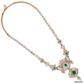 Regal Emerald Filigree Diamond Haram | 18 KT Rose Gold