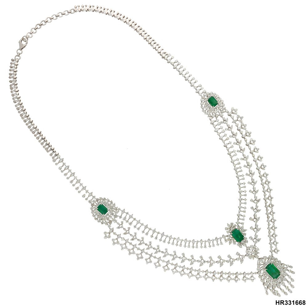 Imperial Emerald Cascade Diamond Haram | 18 KT White Gold