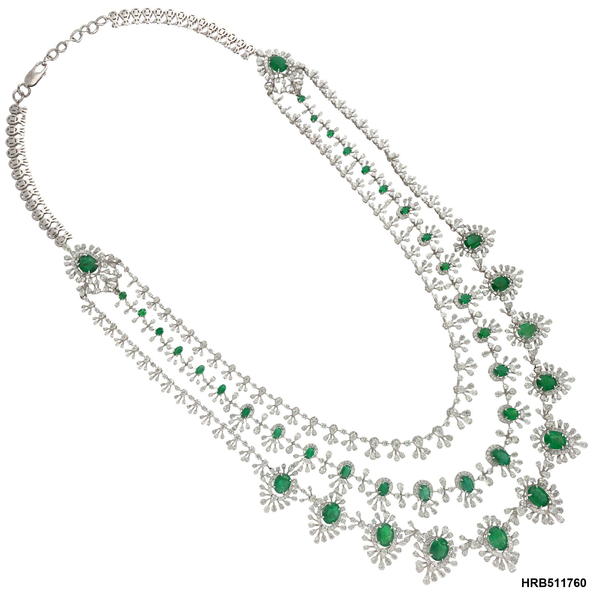 Majestic Emerald & Diamond Open Setting Haram | 18 KT White Gold