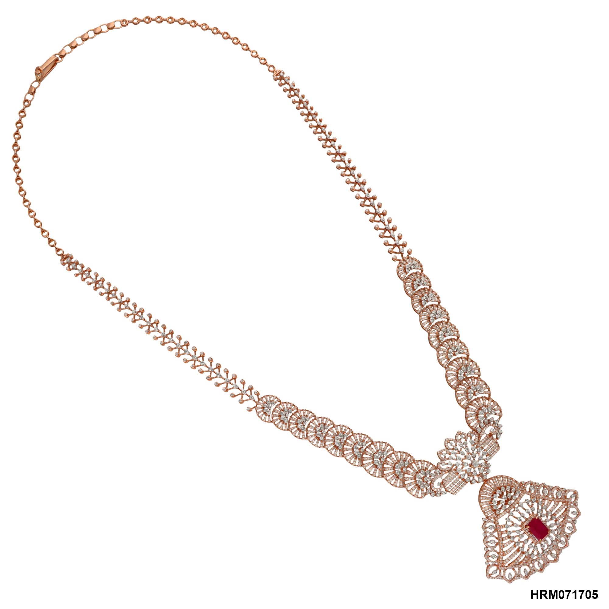 Elegant Ruby & Diamond Open Setting Haram | 18 KT Rose Gold