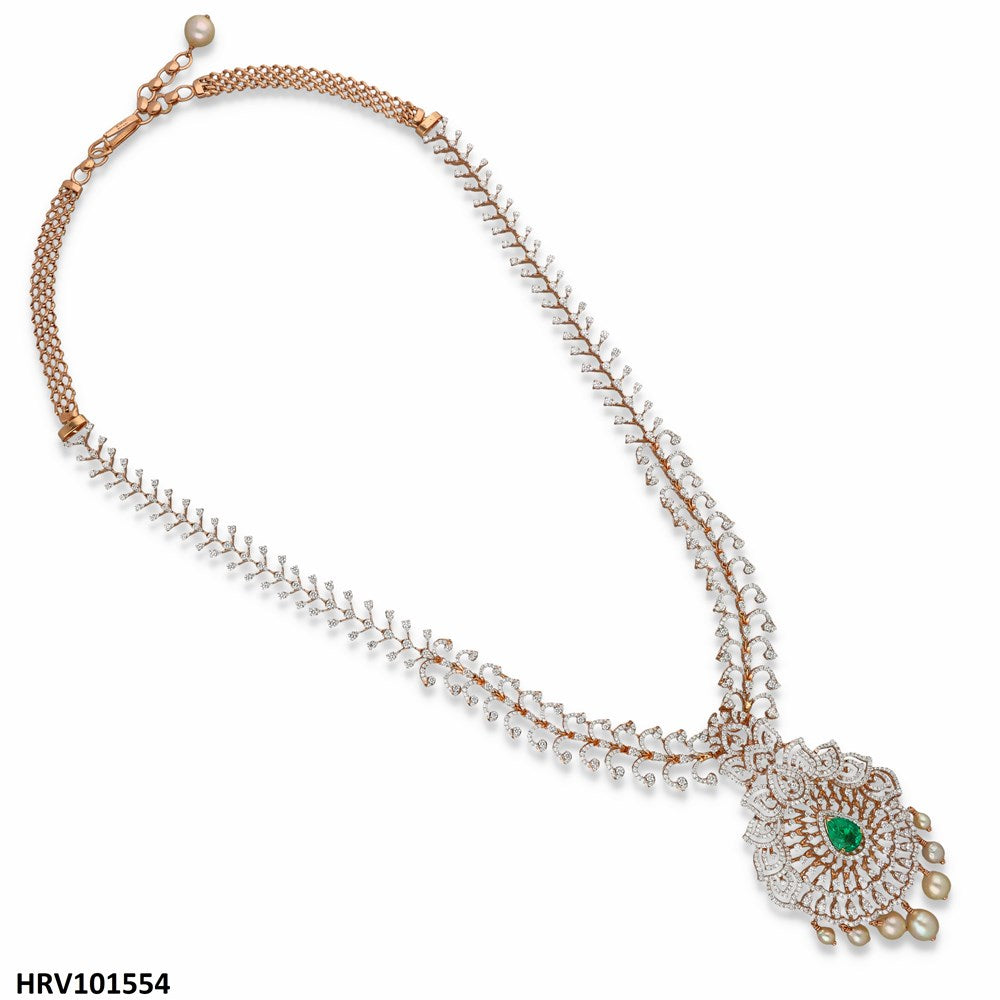 Celestial Emerald Bloom Diamond Haram | 18 KT Rose Gold