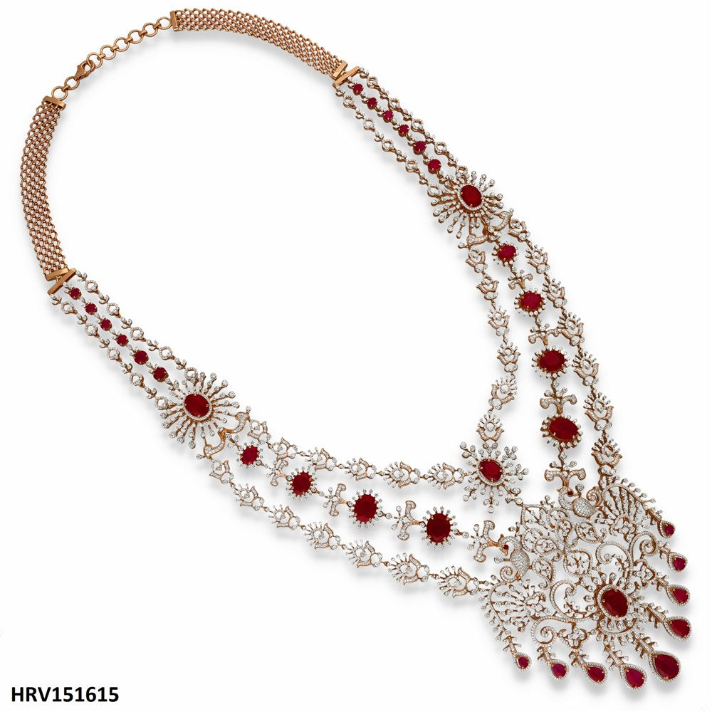 Radiant Rose Gold Bloom Diamond & Ruby Haram | 18 KT Rose Gold