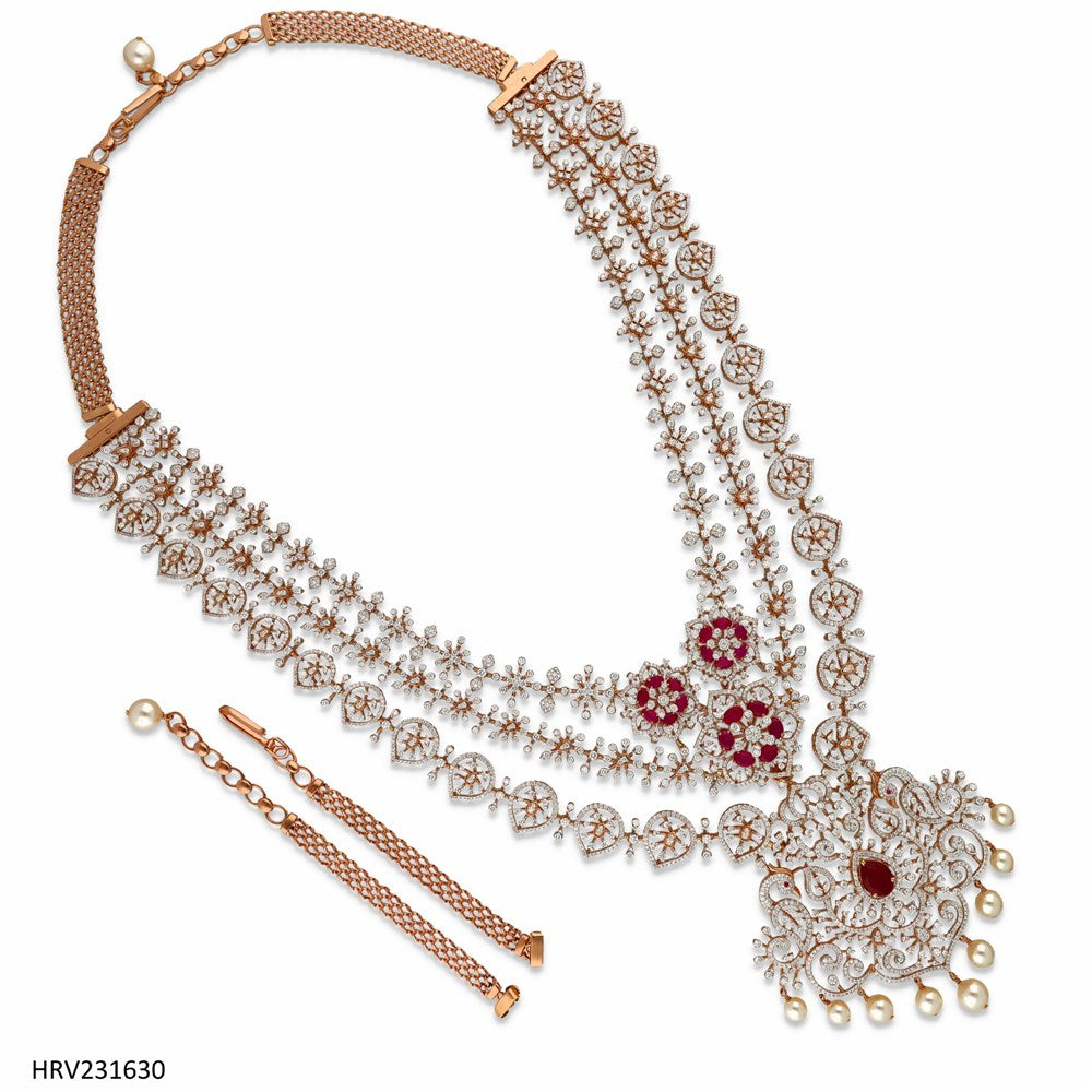 Grand Emerald & Diamond Open Setting Haram | 18 KT Rose Gold