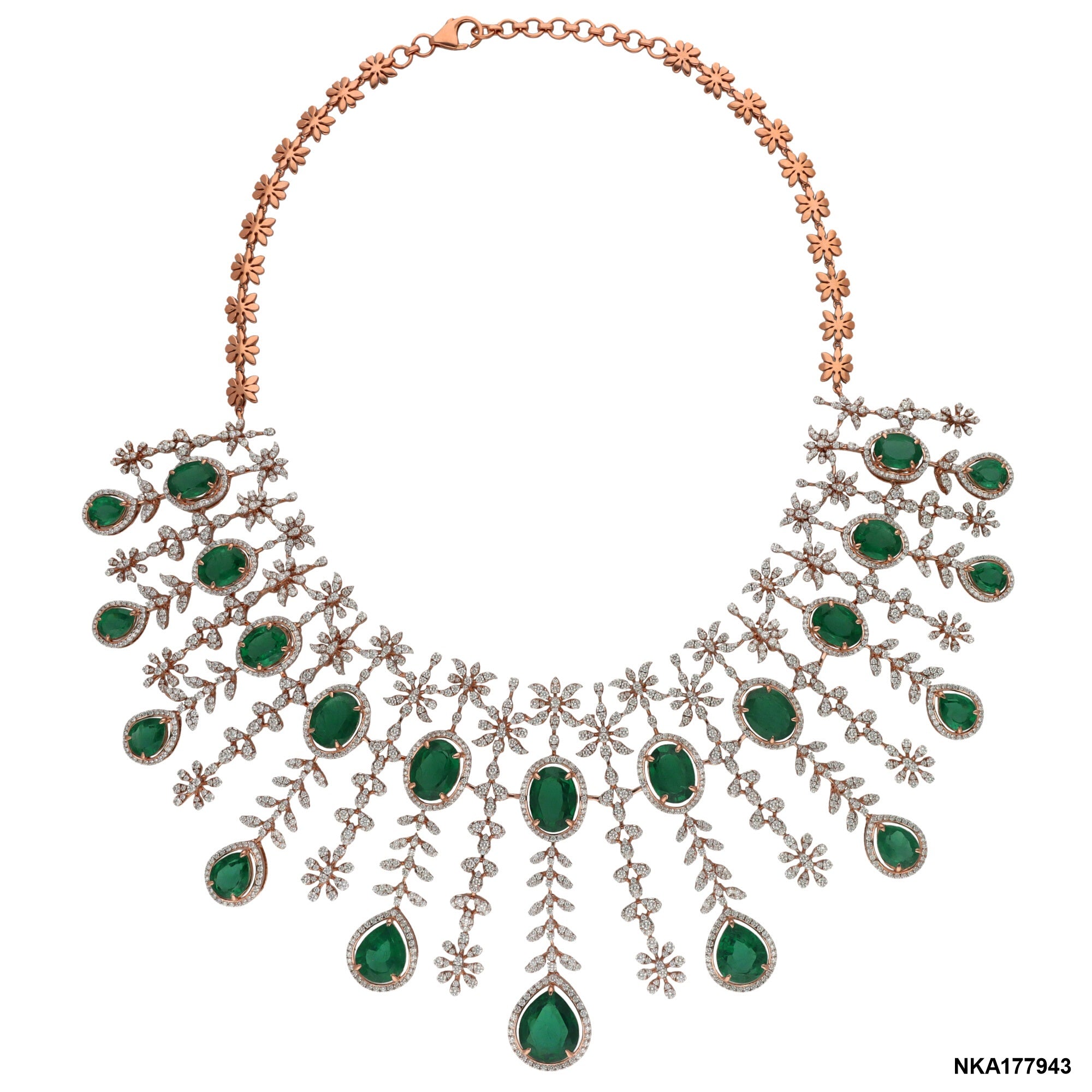 Emerald Bloom Grand Diamond Necklace | 18 KT Rose Gold