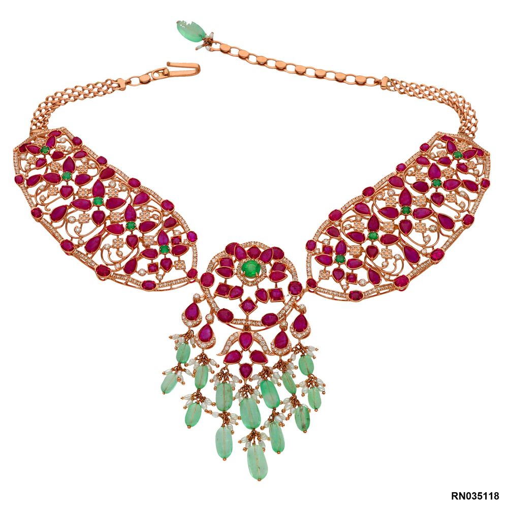 Ruby & Diamond Choker Necklace in 14K Gold | RN035118