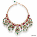 Regal Emerald & Ruby Symphony Necklace | 18 KT Rose Gold