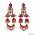 Royal Heritage Ruby & Emerald Jhumka Earrings | 18 KT Rose Gold