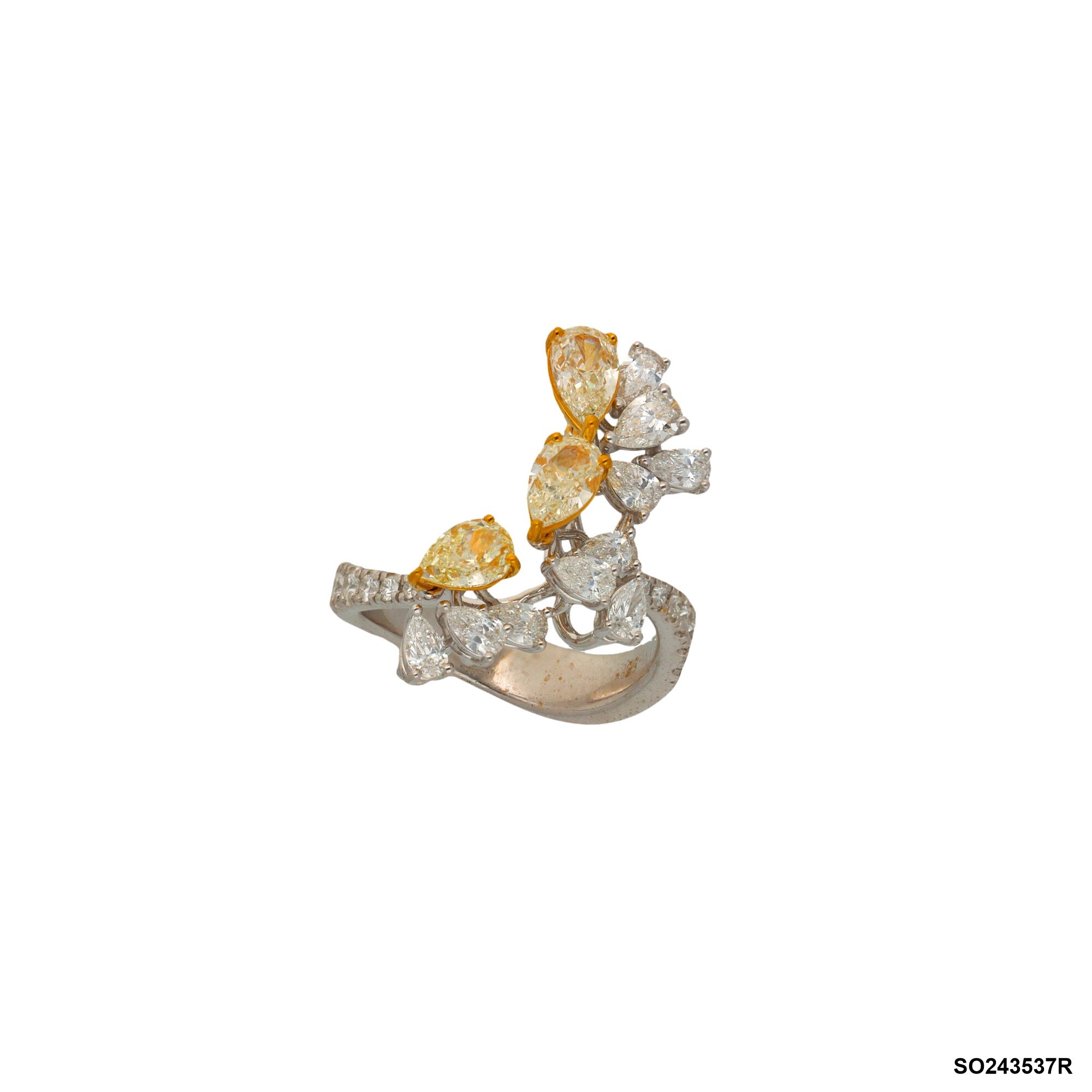 Yellow Diamond Statement Ring in 14K White Gold | SO243537R