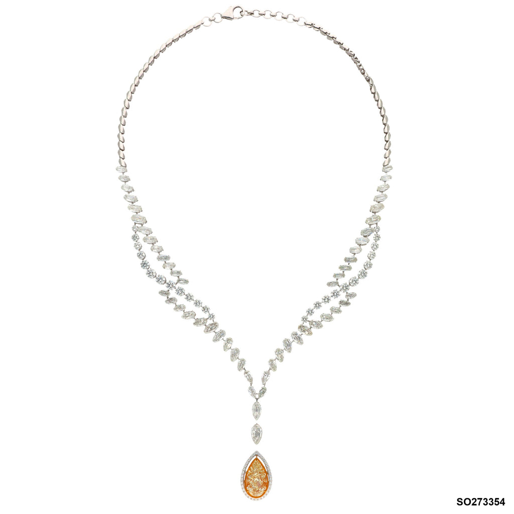 Diamond Y-Necklace with Fancy Yellow Diamond Pendant