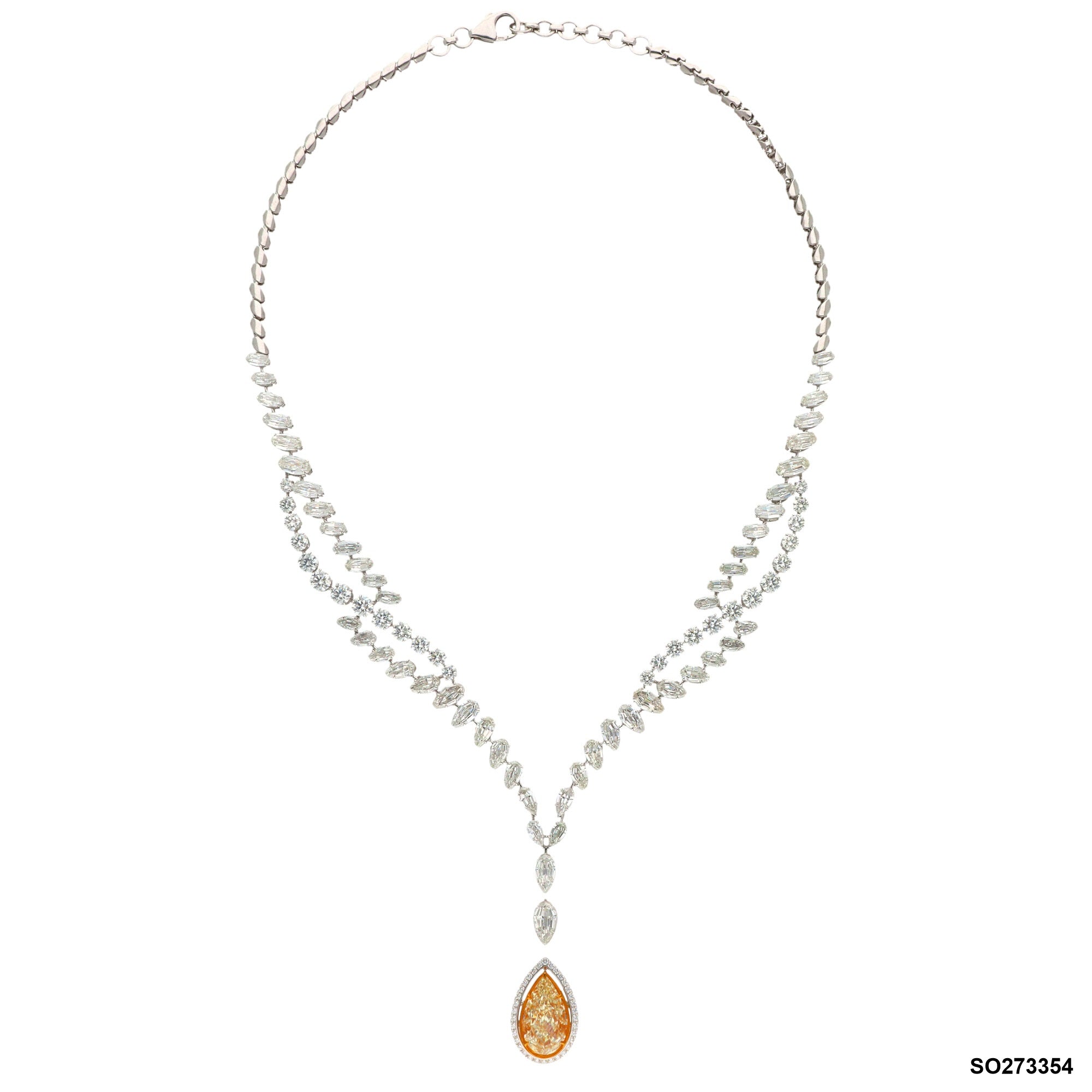 Diamond Y-Necklace with Fancy Yellow Diamond Pendant